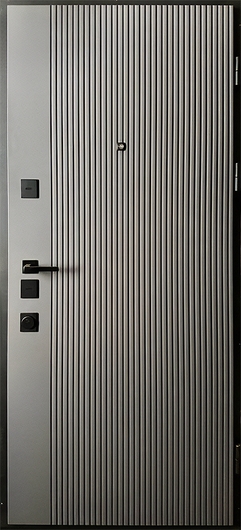 Квартирная входная дверь с панелями МДФ с покрытием серой эмалью